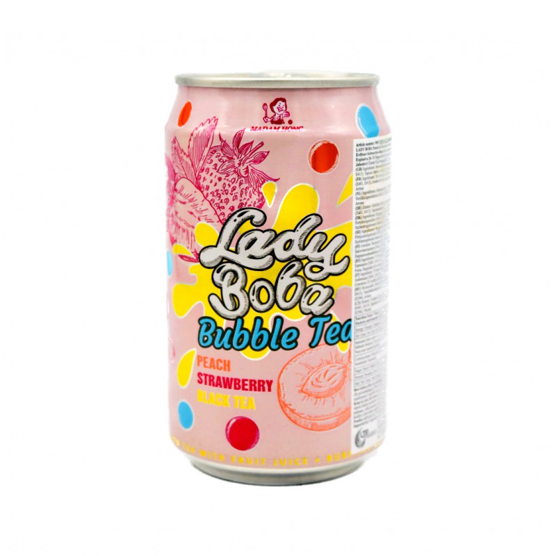 Madam Hong Bursting Boba Peach Strawberry Black Tea 320ml