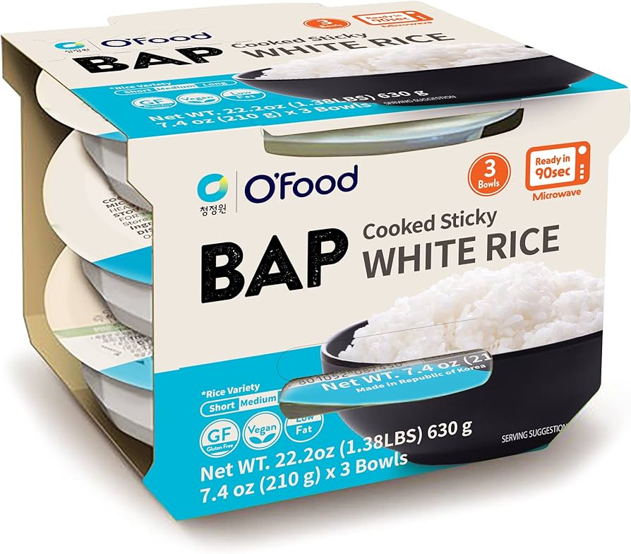 O'Food Cooked Sticky White Rice 210g 3pk